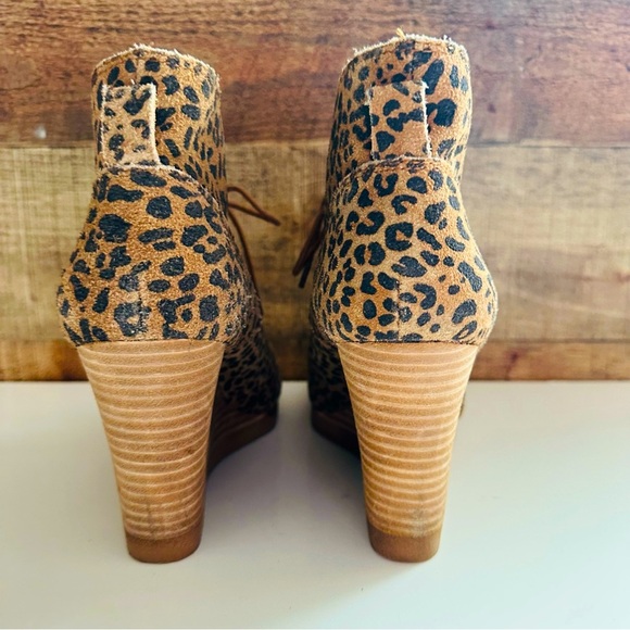 NWOT Lucky Brand Tahetti Suede Leopard Print Wedge Ankle Booties - Picture 5 of 8